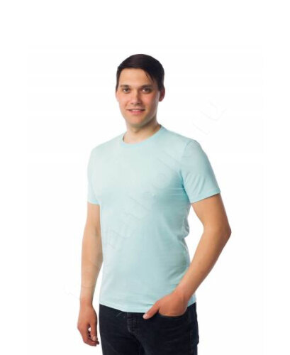 Светло-голубая мужская футболка оптом - Светло-голубая мужская футболка оптом
