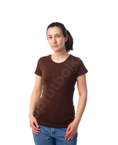 Женская футболка шоколадного цвета оптом - Женская футболка шоколадного цвета оптом